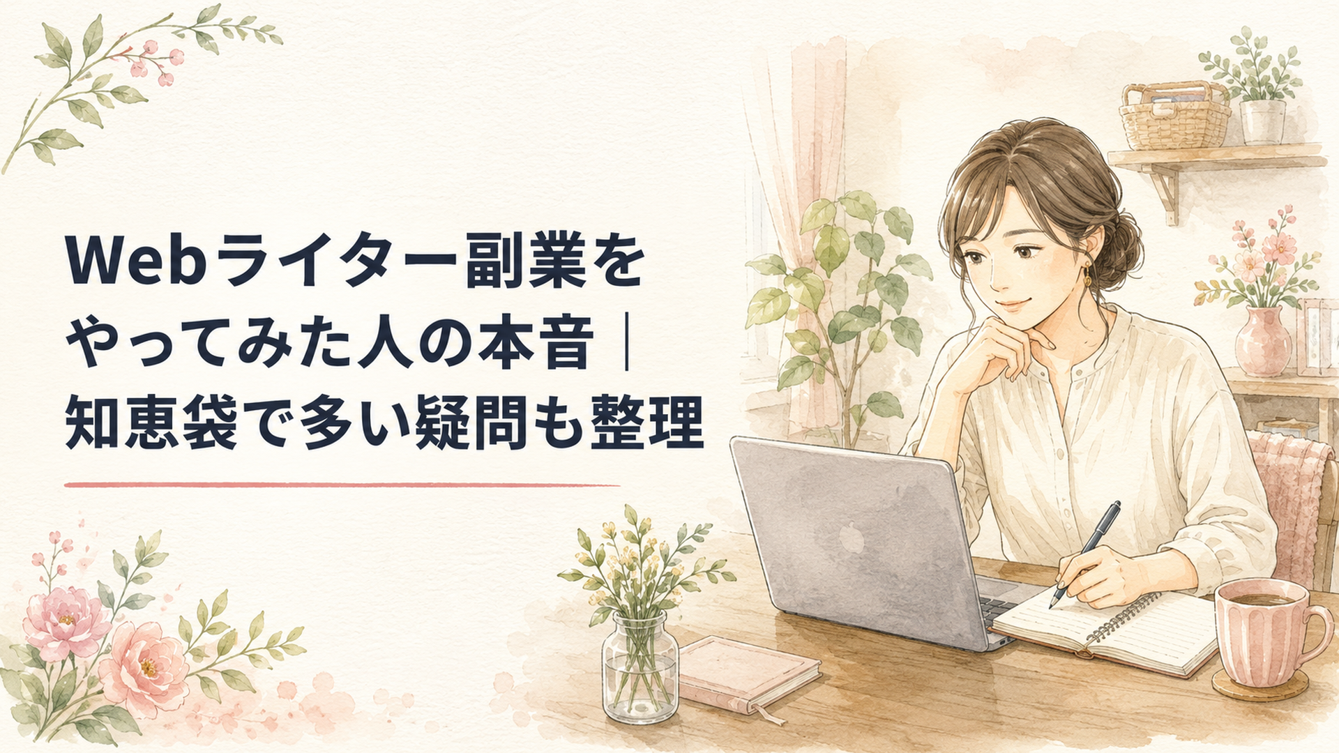 Webライター副業の公開収入例と作業時間をノートパソコンの前で比較する30代会社員